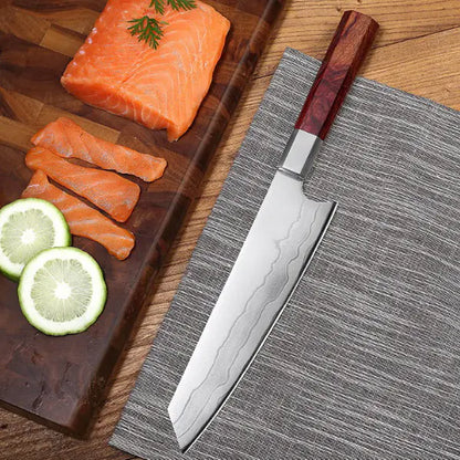 Cuchillo de Chef de Acero Damasco con Núcleo de 440C - Herramienta de Cocina Versátil