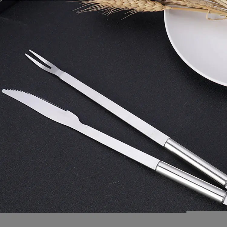 Juego de Cuchillo y Tenedor de Acero Inoxidable para BBQ de Cordero