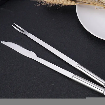 Juego de Cuchillo y Tenedor de Acero Inoxidable para BBQ de Cordero